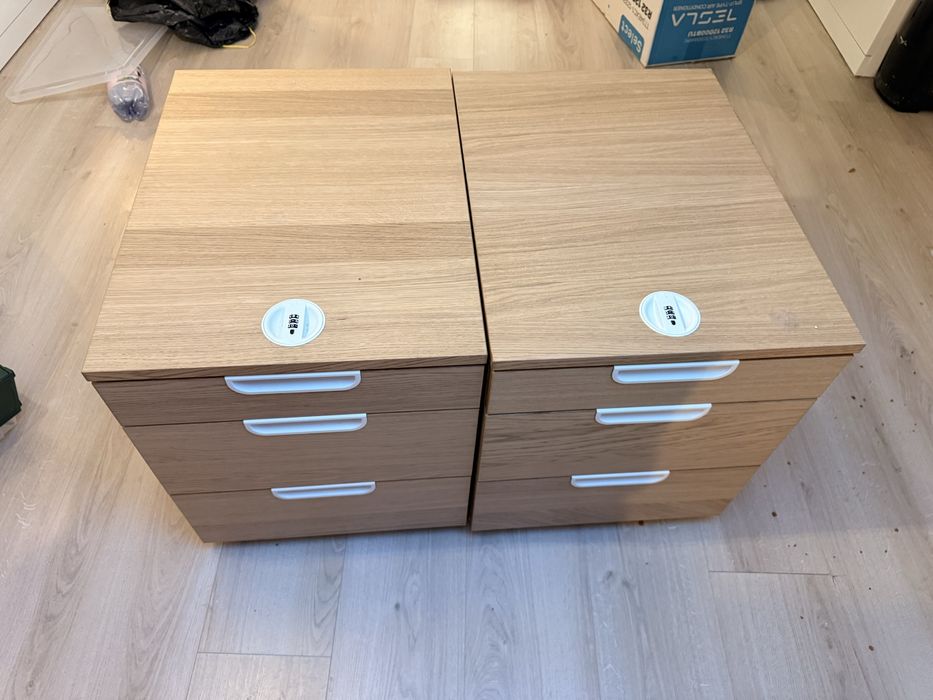 Comode de birou Ikea Galant cu roti, maro astept lemn, cu cirfru