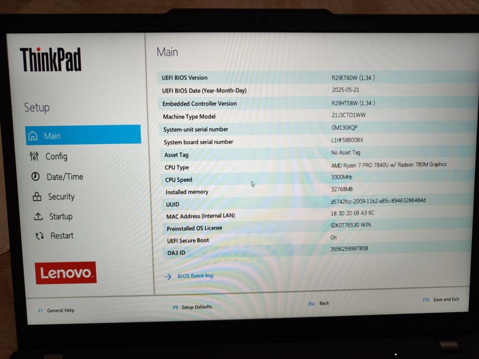 Lenovo ThinkPad X13 Gen 4 / Ryzen 7 PRO 7840U / 32GB RAM /1TB SSD /Win 11 Pro.