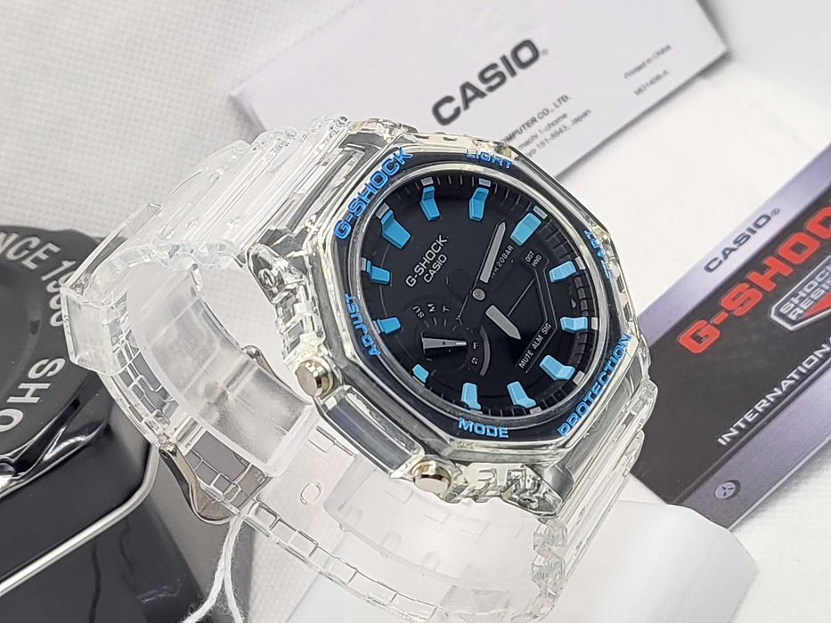 Ceas Sport Casio g shock ga 2100 Casioak terra Skeleton tiffany  blue , Nou,Garantie 2 ani