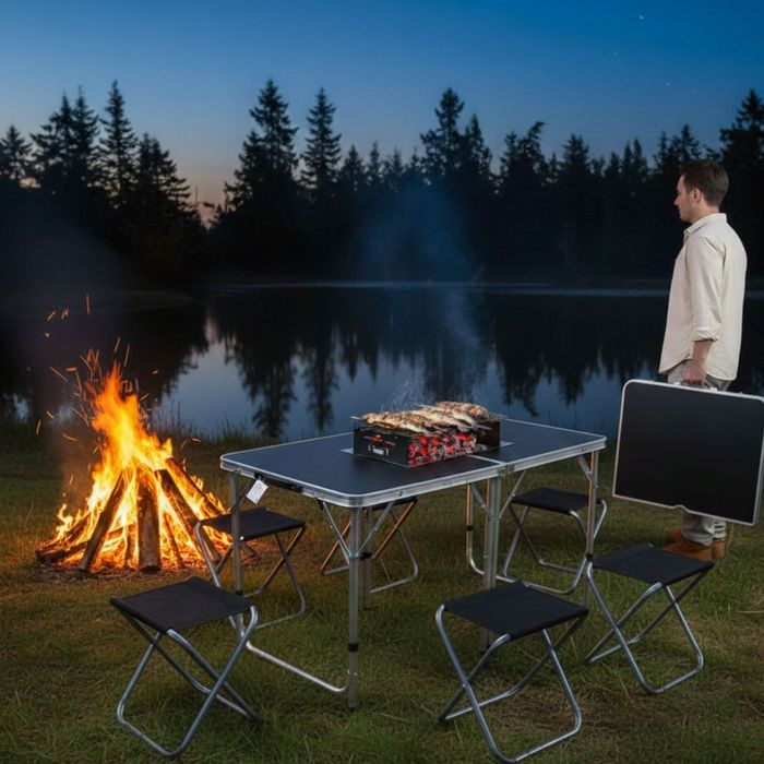 Сгъваема къмпинг маса с 4 стола