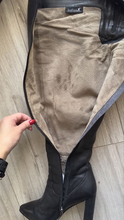 Кожанные ботфорты