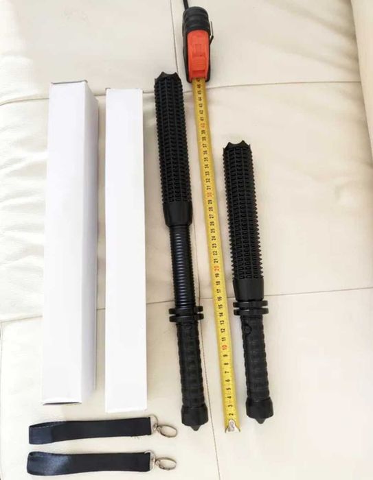 Baston telescopic cu striații , Baston Telescopic cu lanterna LED Aliaj Aluminiu
