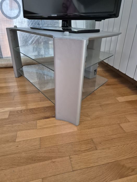 Comodă TV din sticlă și aluminiu