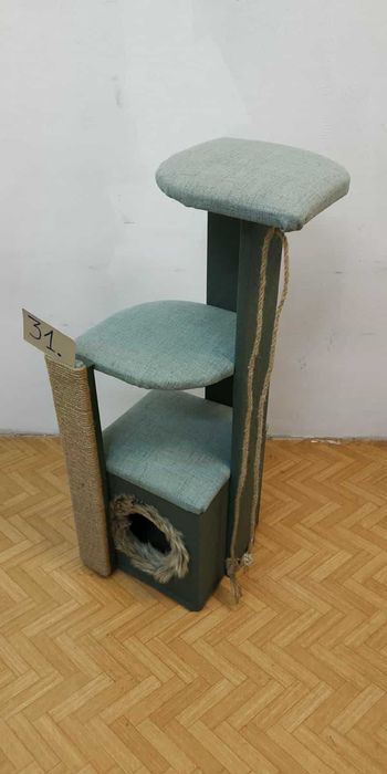 Нови 90см сглобени Котешки катерушки с къщичка – производител ОБЛЕН