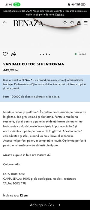 Sandale albe Benaza NOI