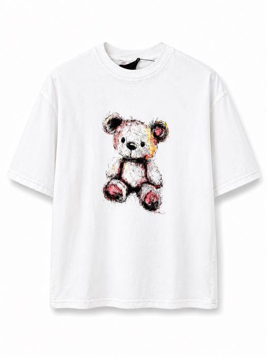 Дамска oversized тениска Teddy Bear – бяла и washed black версия