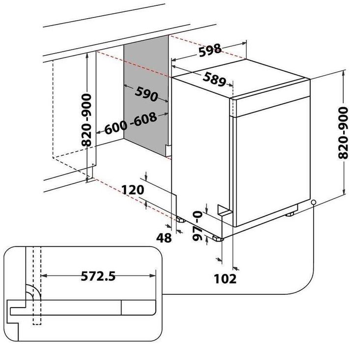 Съдомиялна за частично вграждане PRIVILEG P0U ECO D541 S, 60см