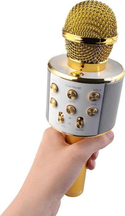 Комплект от 2 безжични златисти караоке микрофона Intempo