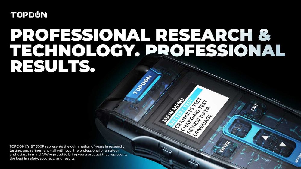 TOPDON BT300P – Професионален тестер за акумулатори 12V с принтер