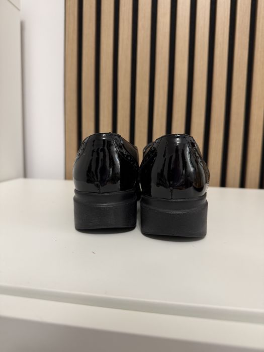 Pantofi Oxford casual de damă din piele naturală negri