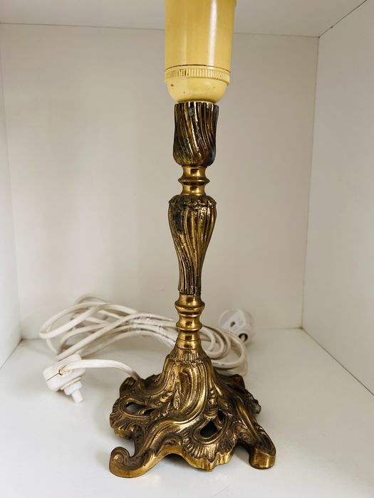 Lampă de masă din alamă, stil rococo, OJG, vintage