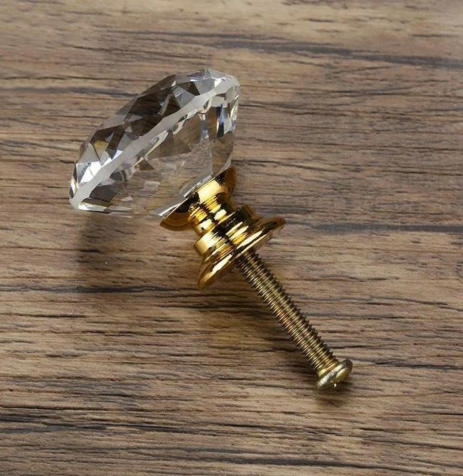 Maner mobila cristal diamant auriu buton pt. dulap, comoda, sertar