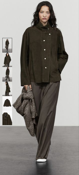 Jacheta din piele intoarsa Massimo Dutti