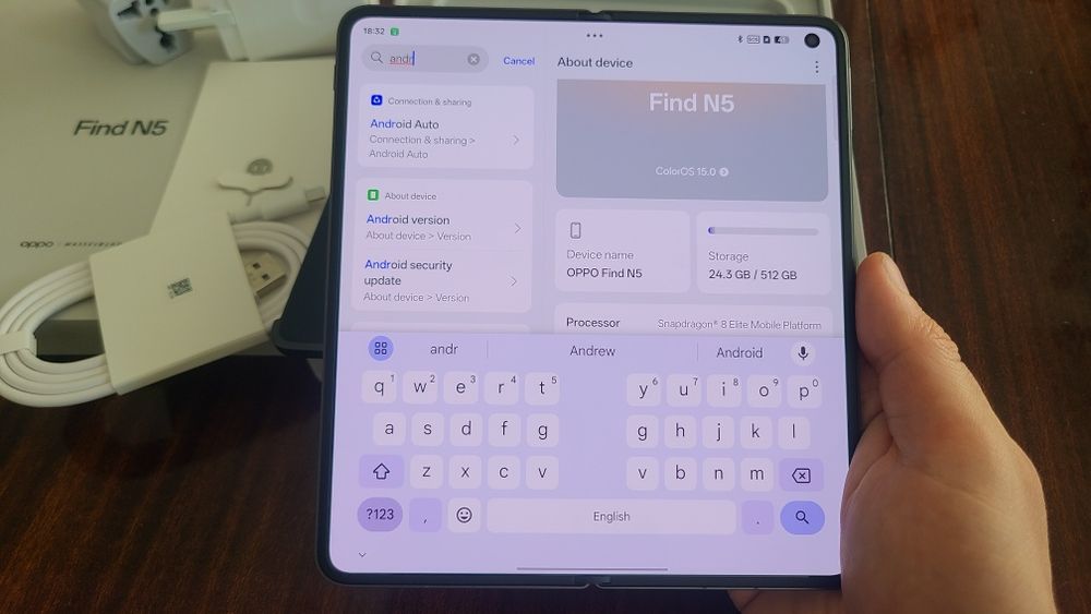 Oppo Find N5 Dual sim 5G с Android auto най-тънкият сгъваем тел.