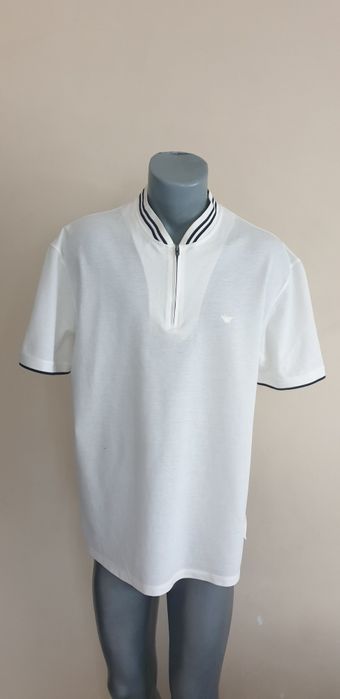Еmporio Armani Zip Pique Cotton Slim Fit 3XL НОВО ОРИГИНАЛ Мъж Тениска