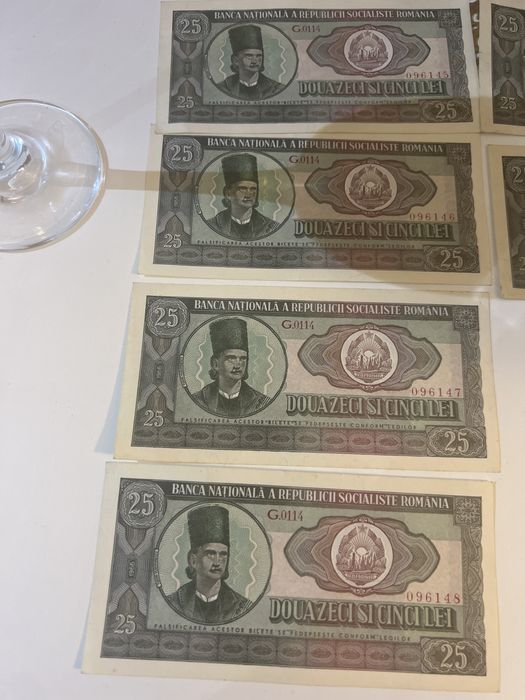 Bancnote 25 lei RSR 1966 -4 bucati in serie consecutiva +2 extra