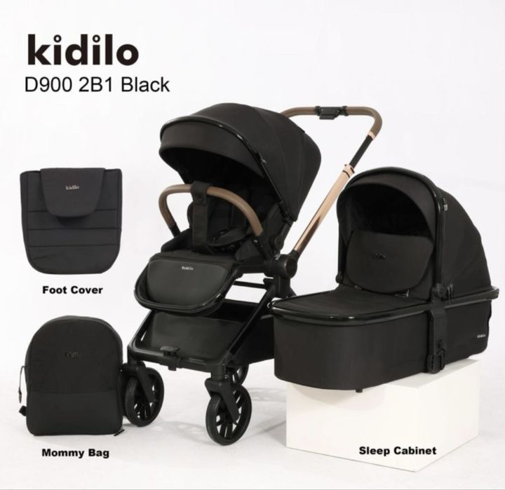 Коляска черная Kidilo D900