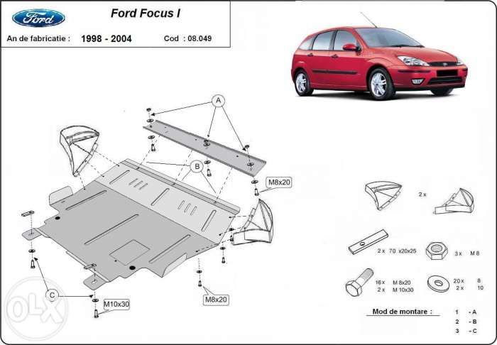 Scut metalic pentru motor Ford Focus 1998-2004 - otel 2mm