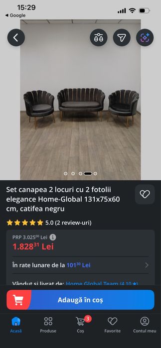 Set canepea si 2 fotolii