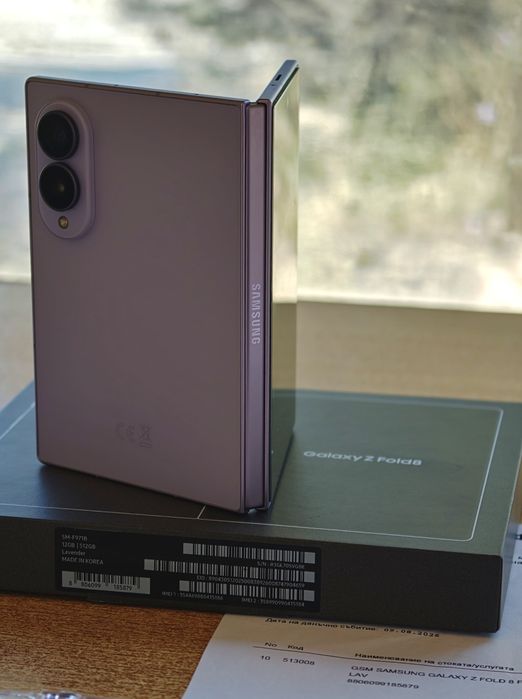 Нов ! Samsung Galaxy Z Fold 8 ,512GB, 12GB RAM , 5G  Lavender  Като Нов! Гаранция Технополис!!!
