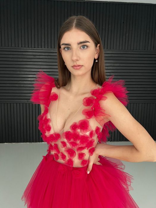 Rochie tulle cu floricele create manual