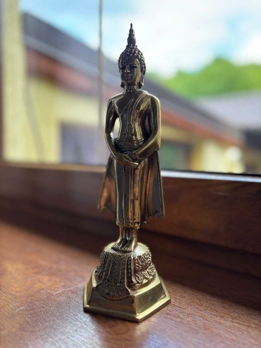 Superbă statuetă tailandeză cu Buddha Sukhothay/alamă/h=25cm.