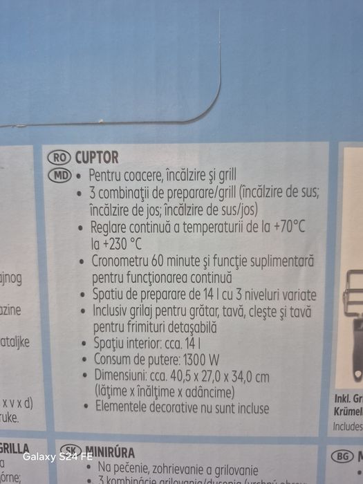 Cuptor electric MINI-BACKOFEN 1300W nou