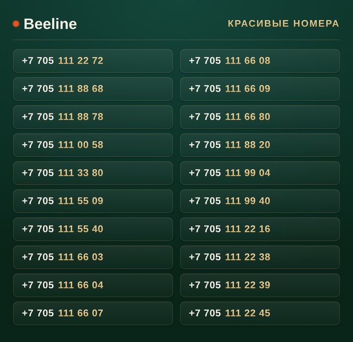 VIP номера Beeline / Красивые номера / Beeline