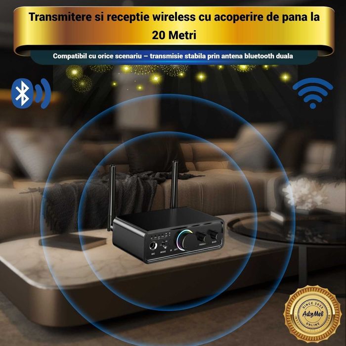 Adaptor Bluetooth 5.3 AdyMel®, Audio Profesional, HD Bass