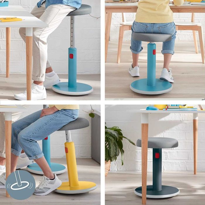 Taburet ergonomic pentru birou, Leitz, Ergo Cozy, Albastru/Gri