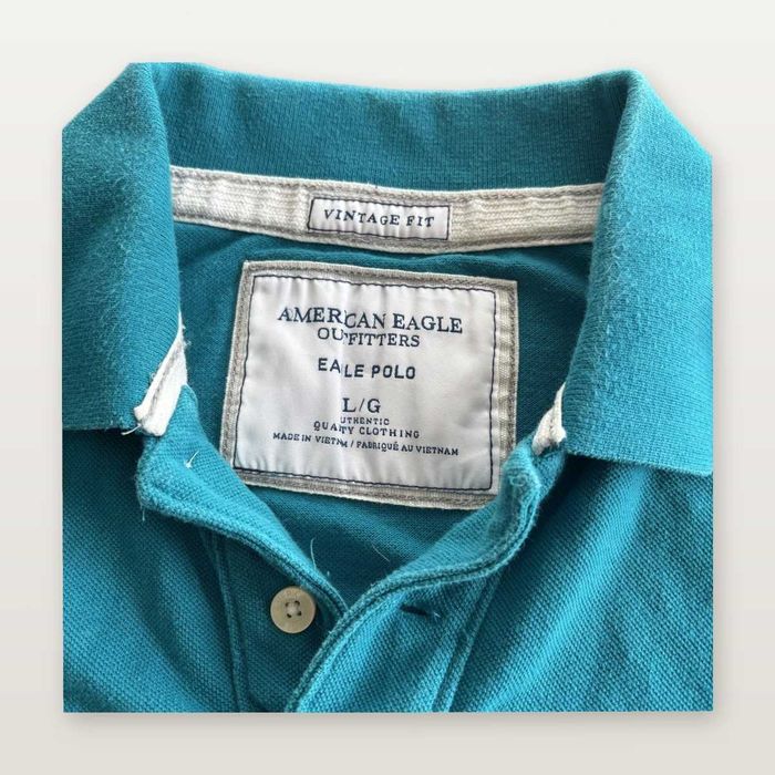American Eagle поло тениска тюркоазена L