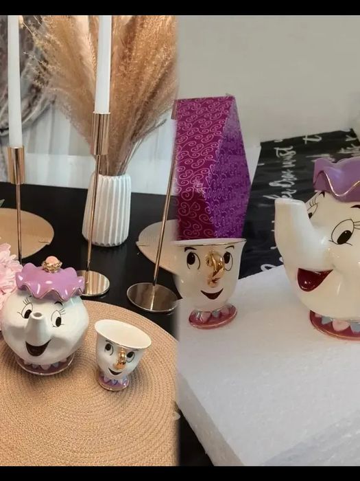 Кофейный сервиз "Красавица и Чудовище", 6 предметов, белый