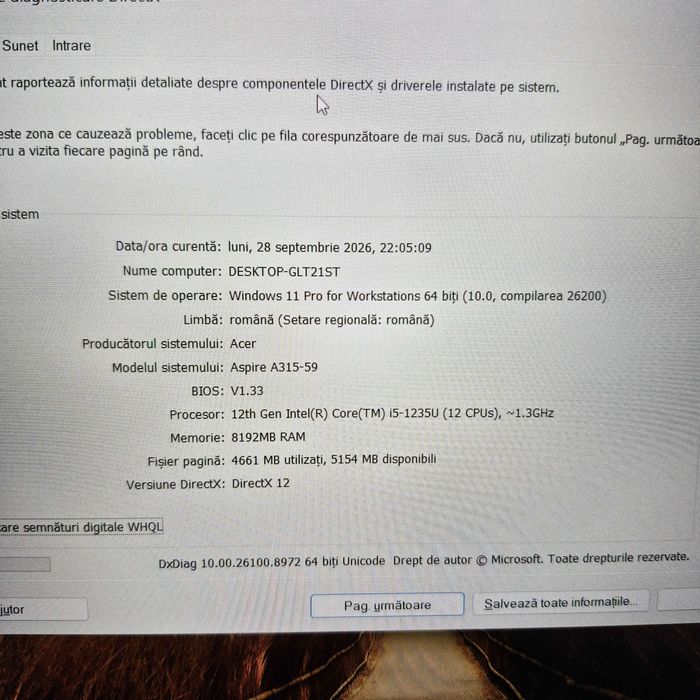 Laptop Acer Aspire 3 i5-1235U 8GB, 512GB SSD Zeus Amanet Militari 37053