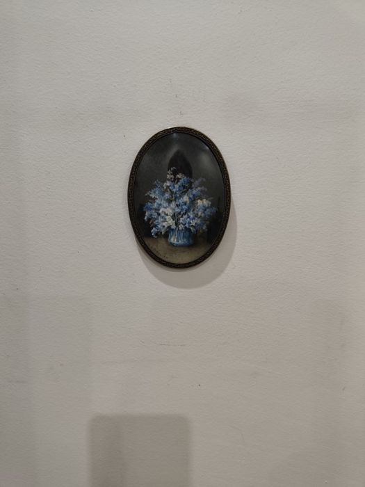 Винтидж овално пано с цветя, мини картина, ретро декорация