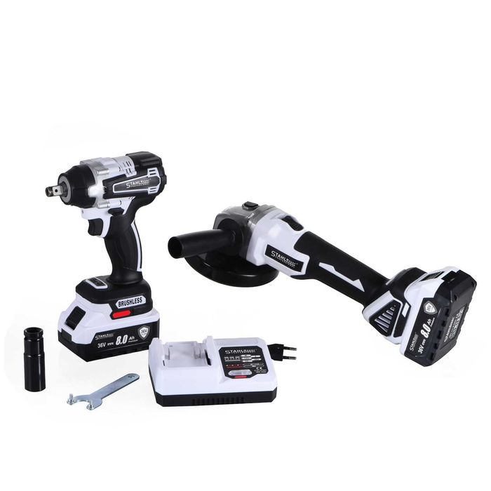 Акумулаторен комбиниран Гайковерт и  Ъглошлайф  36V 8,0AH STAHLMAYER