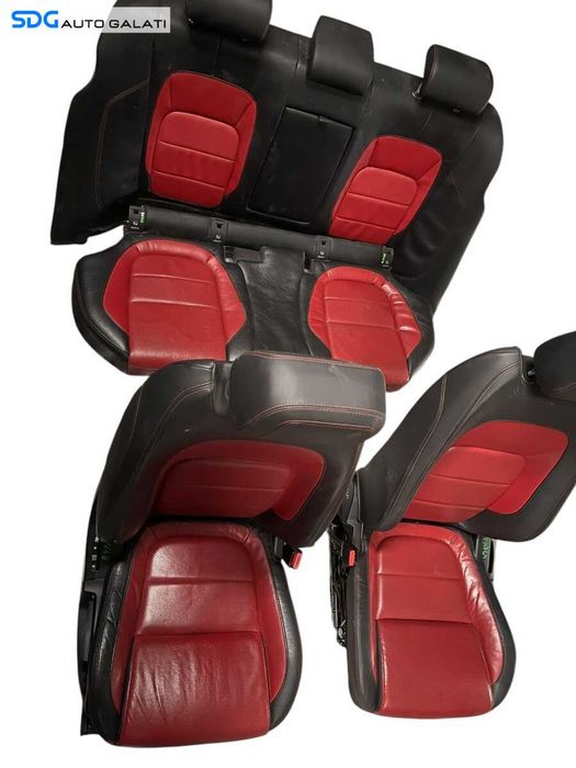 interior Piele Rosie cu Negru cu Incalzire Scaune Stanga Dreapta si Bancheta cu Spatar Jaguar XF X260 2015 - 2020 [B4764] [B4765] [B4766]