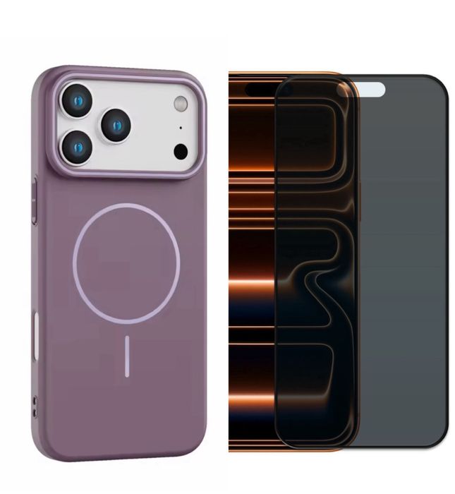 Husa Magsafe Armour + Folie Sticla  D/6D/Privacy Iphone 17 PRO MAX AIR