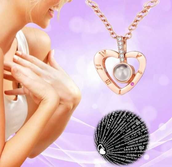 Colier cu mesaj ascuns Te iubesc in 100 de limbi