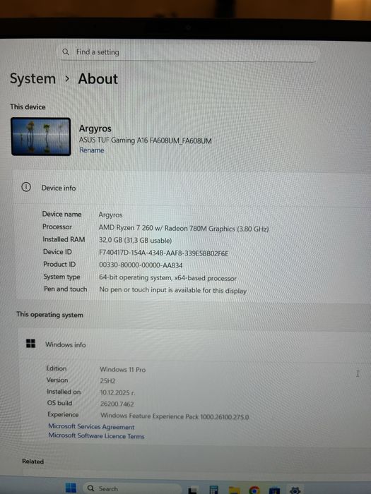 Лаптоп ASUS TUF Gaming 16