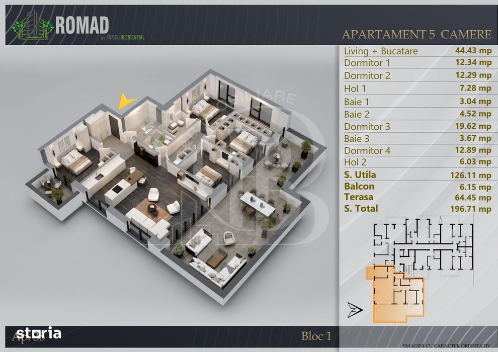 5 Camere cu Terasa Proiect Premium Titan-Theodor Pallady
