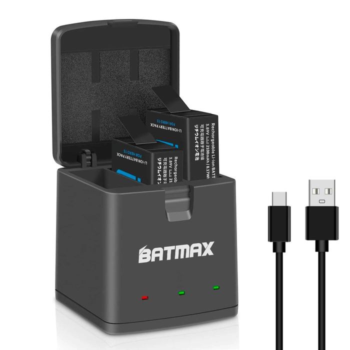 Set 2 acumulatori + incarcator triplu USB-C camera GoPro Hero 13 Black