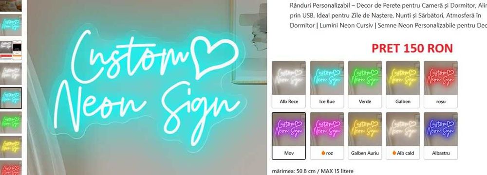 Neon USB Personalizat diferite ocazii, calitativ cu  dimmer la comanda