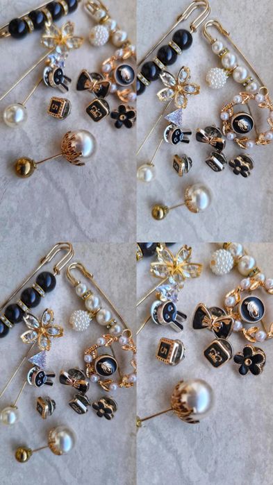 Брошки, игли за ревери, ластици за коса, обеци, фиби и пръстени