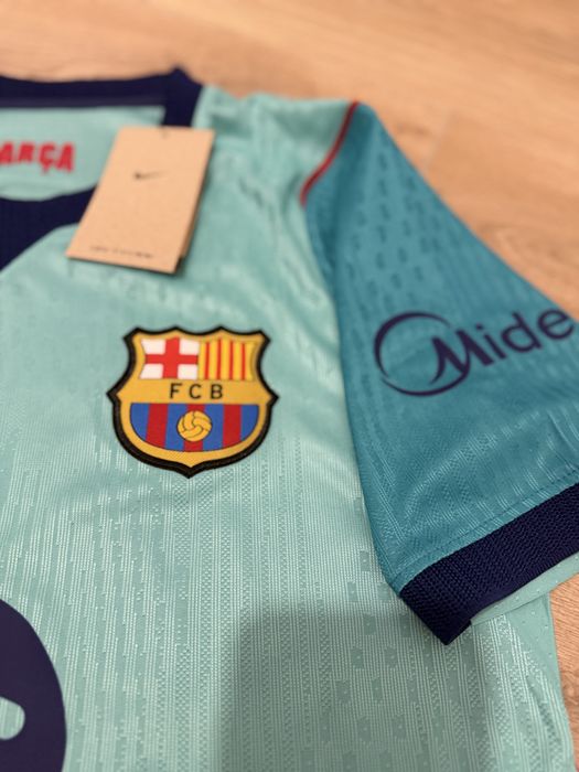 Tricou de fotbal Nike Fc Barcelona Lamine Yamal 10 marime M turcoaz eufa champions league