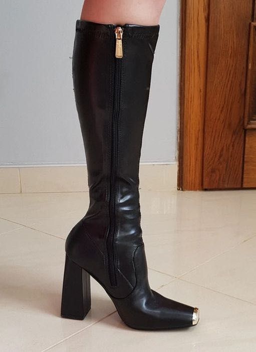 Cizme dama negre din piele ecologica