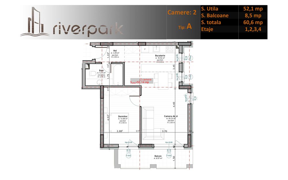 River Park: Apartament NOU 2 camere