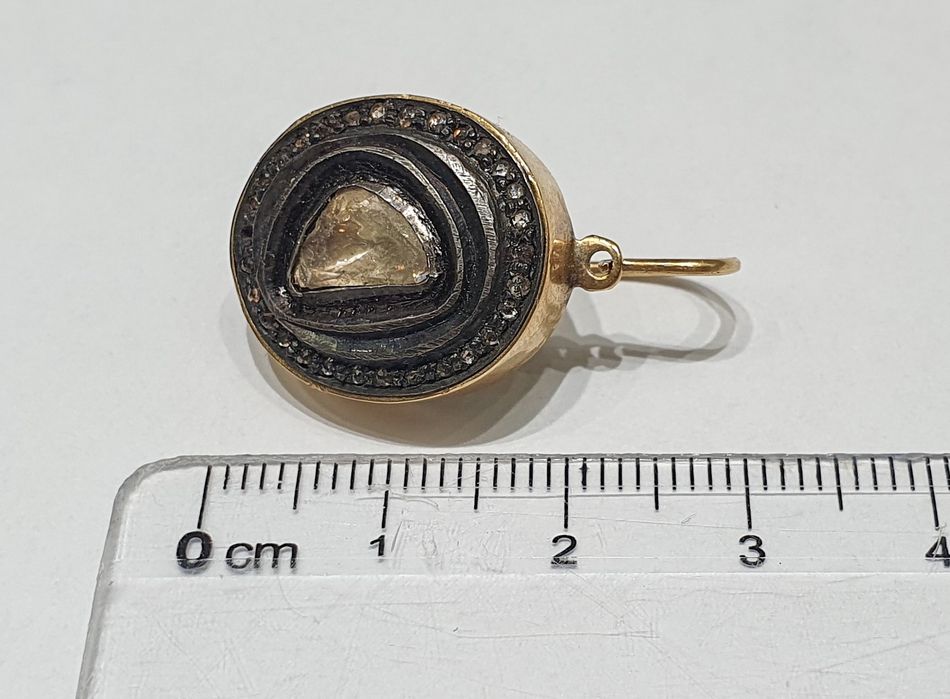 Cercei din aur de 14K cu diamante naturale și montură din argint – 15,37 g