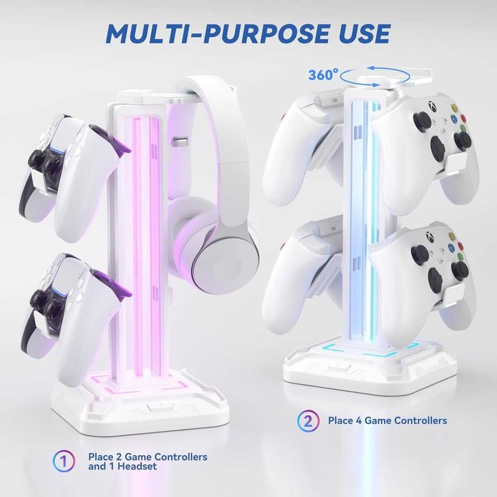 RGB стойка за слушалки и контролери , джойстик PS4, PS5, XBOX