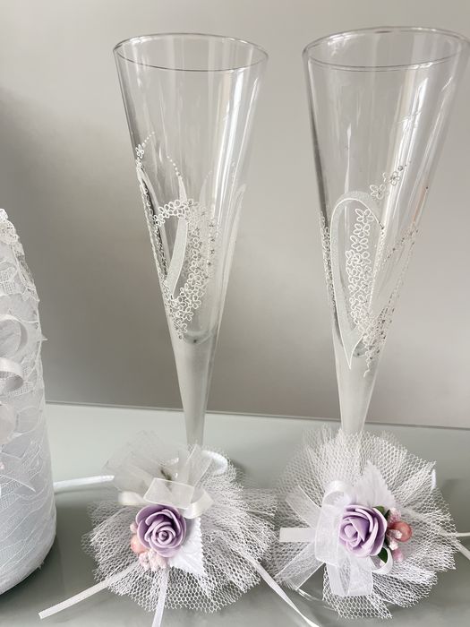 Сватбени/ ритуални чаши + бутилка