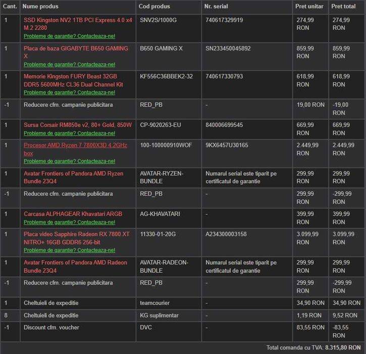 PC Gaming rx 7800 xt, Ryzen 7 7800x3d, 32gb DDR5, 2TB SSD